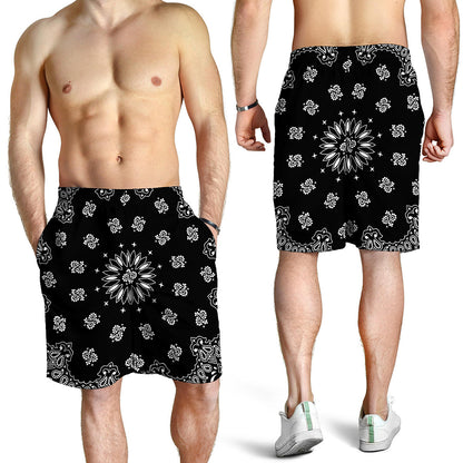 Black Paisley Bandana Print Men's Shorts