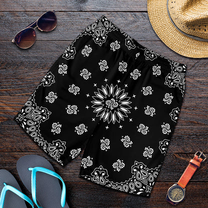 Black Paisley Bandana Print Men's Shorts