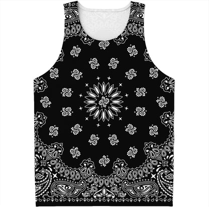 Black Paisley Bandana Print Men's Tank Top