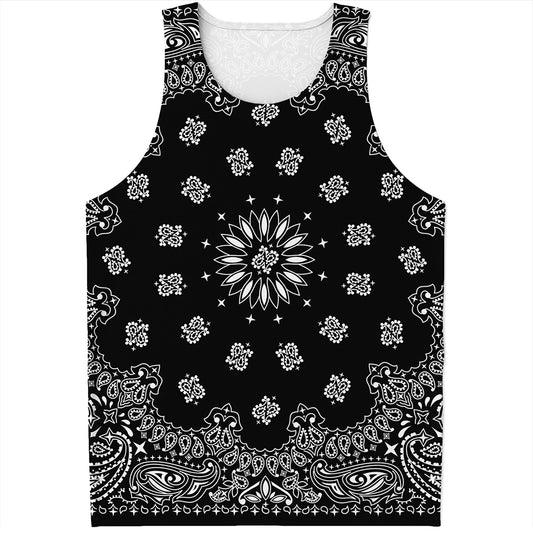 Black Paisley Bandana Print Men's Tank Top