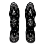 Black Paisley Bandana Print Muay Thai Shin Guard