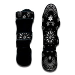 Black Paisley Bandana Print Muay Thai Shin Guard