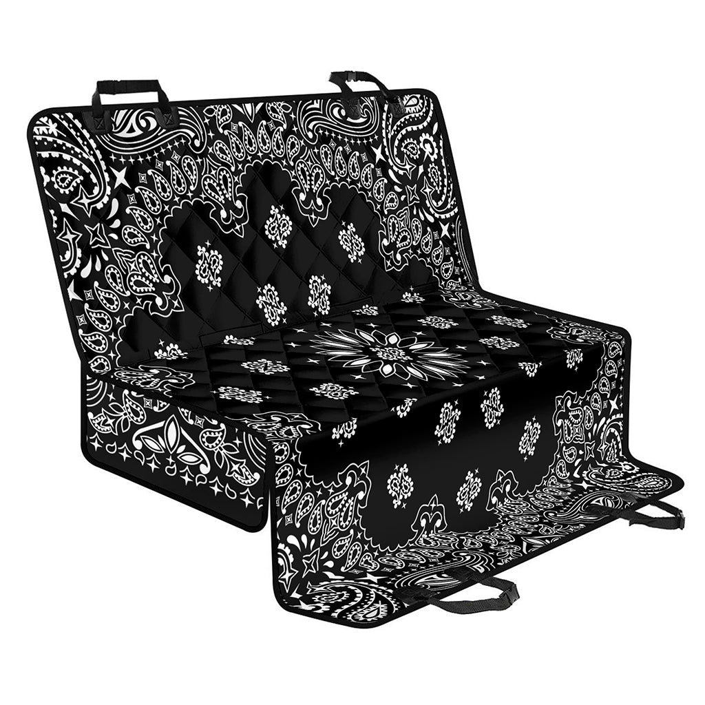 Black Paisley Bandana Print Pet Car Back Seat Cover