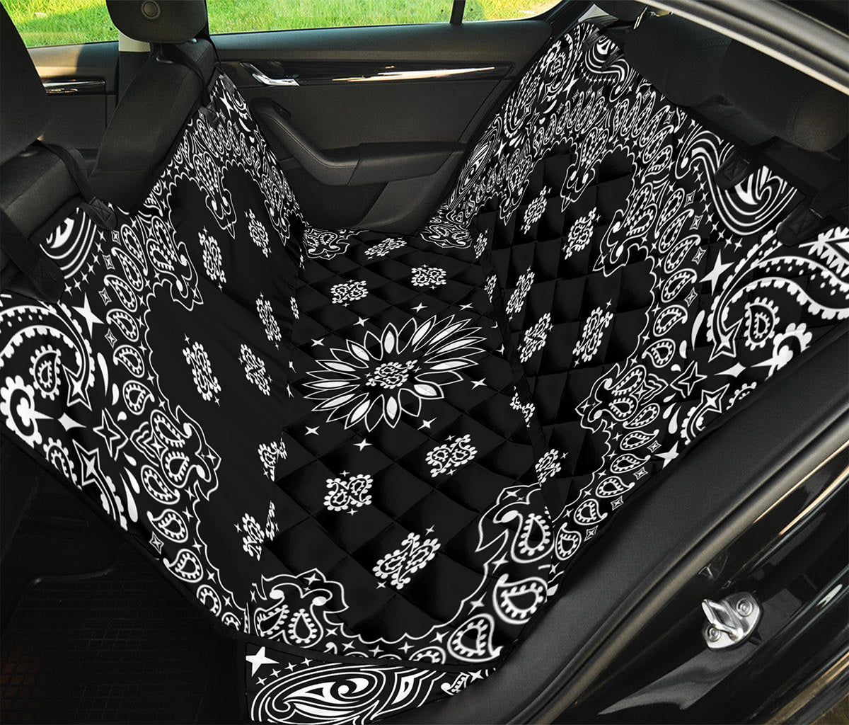 Black Paisley Bandana Print Pet Car Back Seat Cover