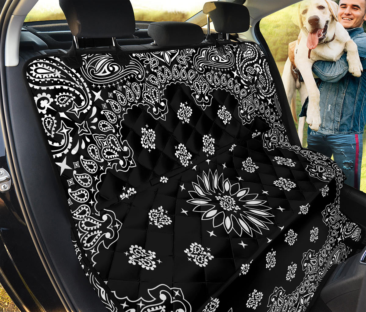 Black Paisley Bandana Print Pet Car Back Seat Cover