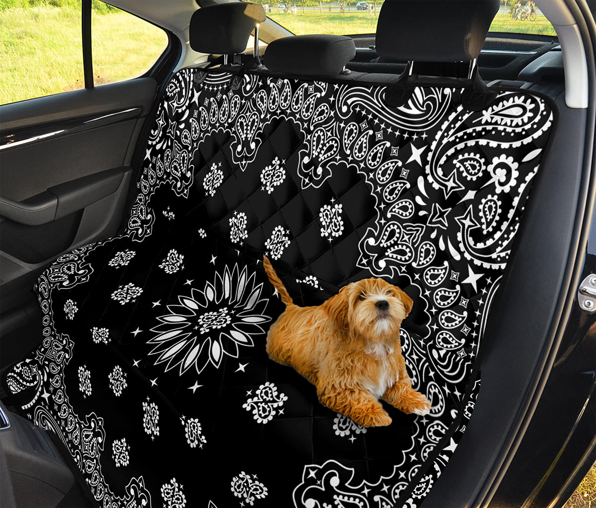 Black Paisley Bandana Print Pet Car Back Seat Cover