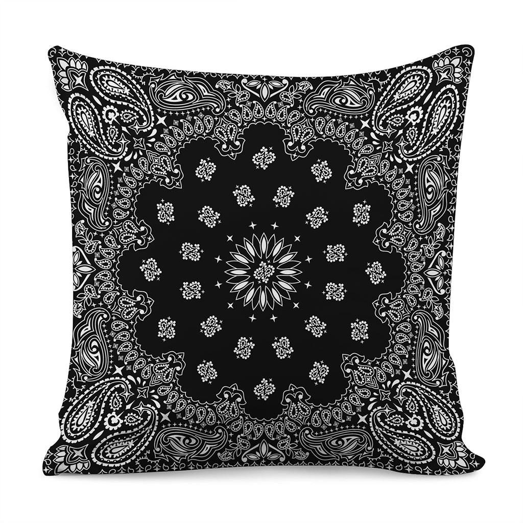 Black Paisley Bandana Print Pillow Cover