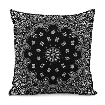Black Paisley Bandana Print Pillow Cover