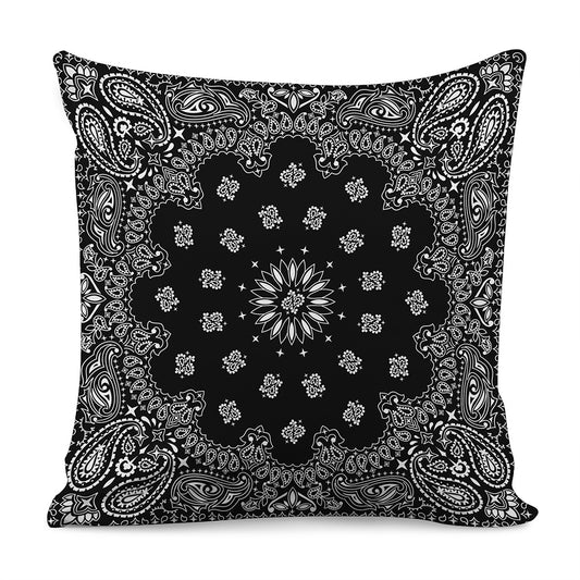 Black Paisley Bandana Print Pillow Cover