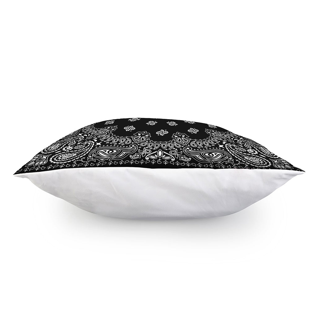 Black Paisley Bandana Print Pillow Cover
