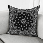Black Paisley Bandana Print Pillow Cover