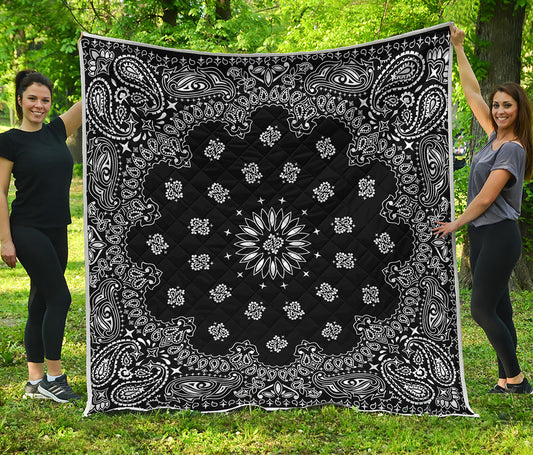 Black Paisley Bandana Print Quilt