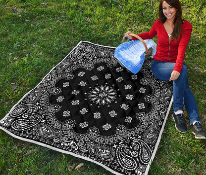 Black Paisley Bandana Print Quilt