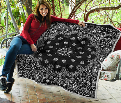 Black Paisley Bandana Print Quilt
