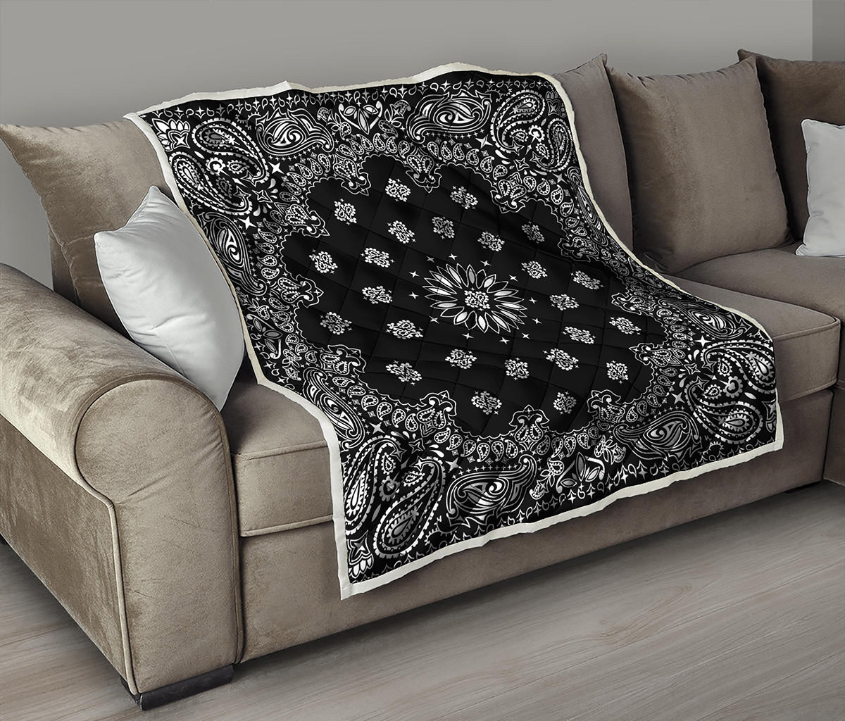 Black Paisley Bandana Print Quilt