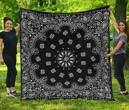 Black Paisley Bandana Print Quilt