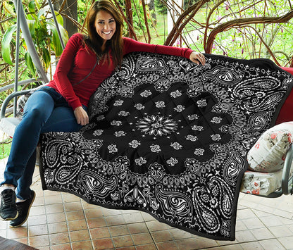 Black Paisley Bandana Print Quilt