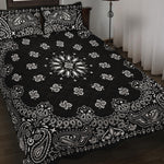 Black Paisley Bandana Print Quilt Bed Set