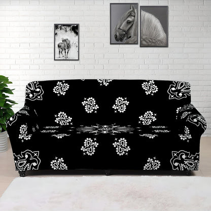 Black Paisley Bandana Print Sofa Cover