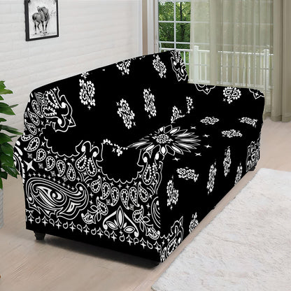 Black Paisley Bandana Print Sofa Cover