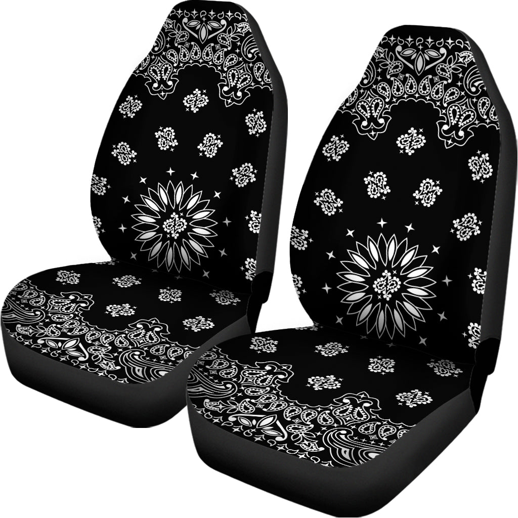 Black Paisley Bandana Print Universal Fit Car Seat Covers