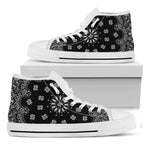 Black Paisley Bandana Print White High Top Shoes