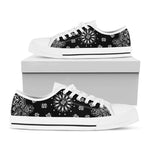 Black Paisley Bandana Print White Low Top Shoes