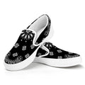 Black Paisley Bandana Print White Slip On Sneakers