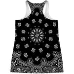 Black Paisley Bandana Print Women's Racerback Tank Top