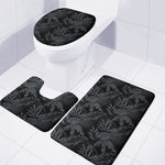 Black Palm Leaf Aloha Pattern Print 3 Piece Bath Mat Set