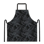 Black Palm Leaf Aloha Pattern Print Apron