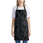 Black Palm Leaf Aloha Pattern Print Apron