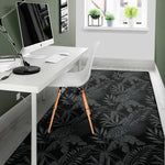 Black Palm Leaf Aloha Pattern Print Area Rug