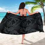 Black Palm Leaf Aloha Pattern Print Beach Sarong Wrap