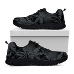 Black Palm Leaf Aloha Pattern Print Black Sneakers