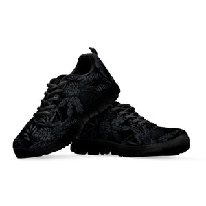 Black Palm Leaf Aloha Pattern Print Black Sneakers