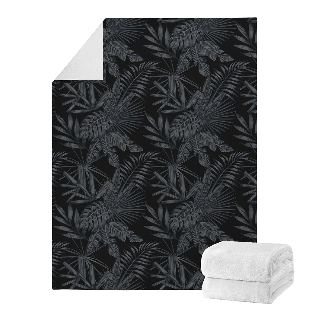 Black Palm Leaf Aloha Pattern Print Blanket