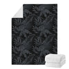 Black Palm Leaf Aloha Pattern Print Blanket