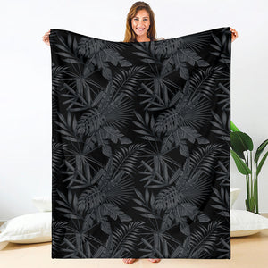 Black Palm Leaf Aloha Pattern Print Blanket