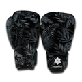 Black Palm Leaf Aloha Pattern Print Boxing Gloves