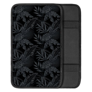 Black Palm Leaf Aloha Pattern Print Car Center Console Cover