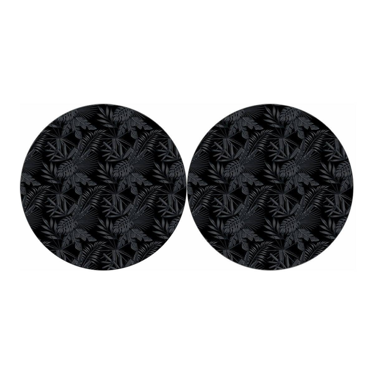 Black Palm Leaf Aloha Pattern Print Car Coasters