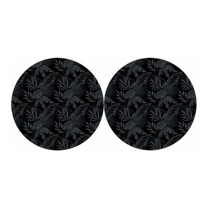 Black Palm Leaf Aloha Pattern Print Car Coasters