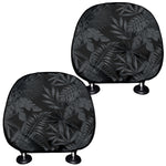 Black Palm Leaf Aloha Pattern Print Car Headrest Covers