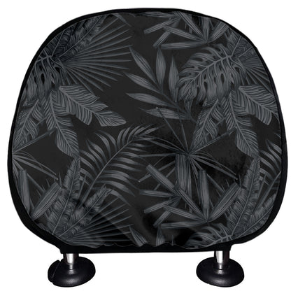 Black Palm Leaf Aloha Pattern Print Car Headrest Covers