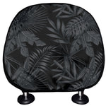 Black Palm Leaf Aloha Pattern Print Car Headrest Covers