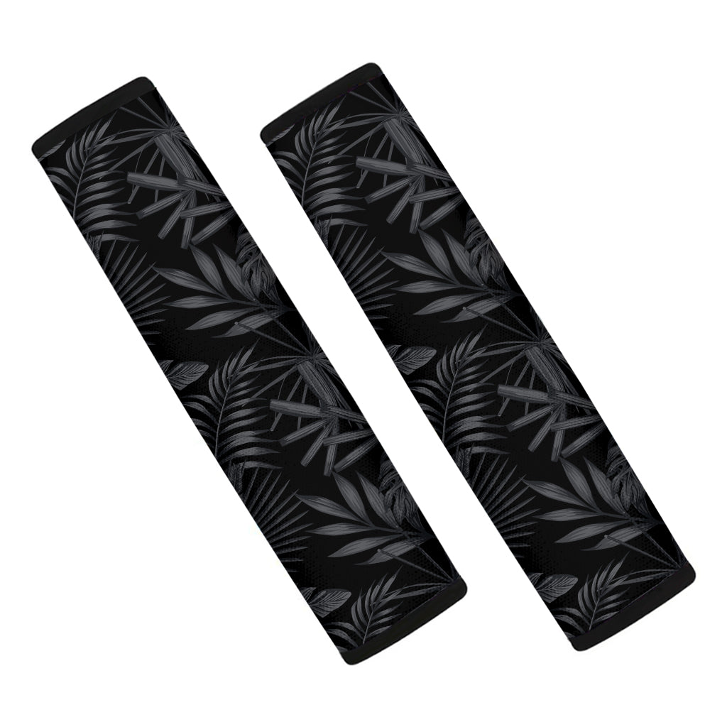 Black Palm Leaf Aloha Pattern Print Car Seat Belt Covers