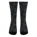 Black Palm Leaf Aloha Pattern Print Crew Socks