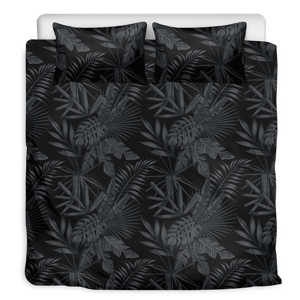 Black Palm Leaf Aloha Pattern Print Duvet Cover Bedding Set