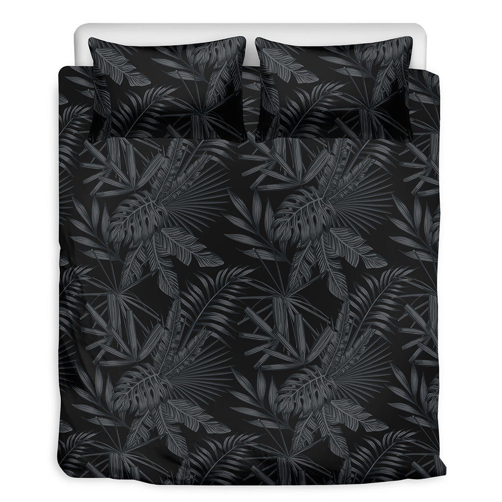 Black Palm Leaf Aloha Pattern Print Duvet Cover Bedding Set